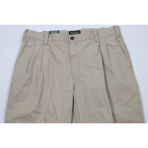 Deadstock Vtg Eddie Bauer Mens 36x32 Classic Fit Pleated Wide Leg Chino Pants - Picture 2 of 16